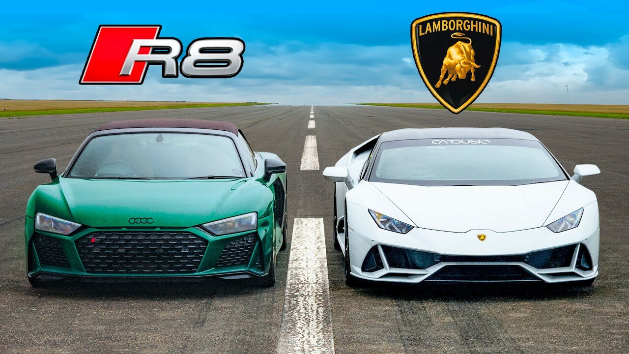 Родственные Audi R8 и Lamborghini Huracan сравнили в дрэге