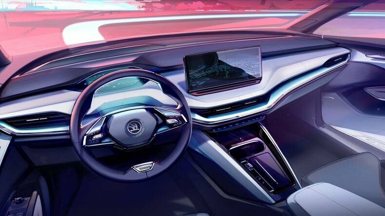 Появились изображения интерьера нового кроссовера Skoda