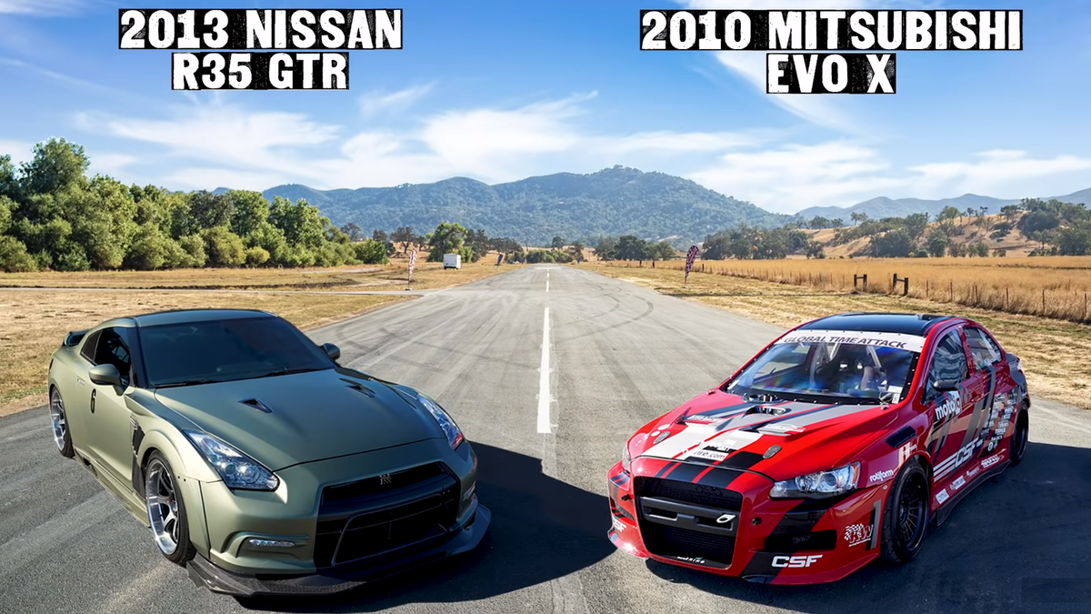 Дрэг полноприводных Nissan GT-R и Mitsubishi Evo X одинаковой мощности: кто кого?