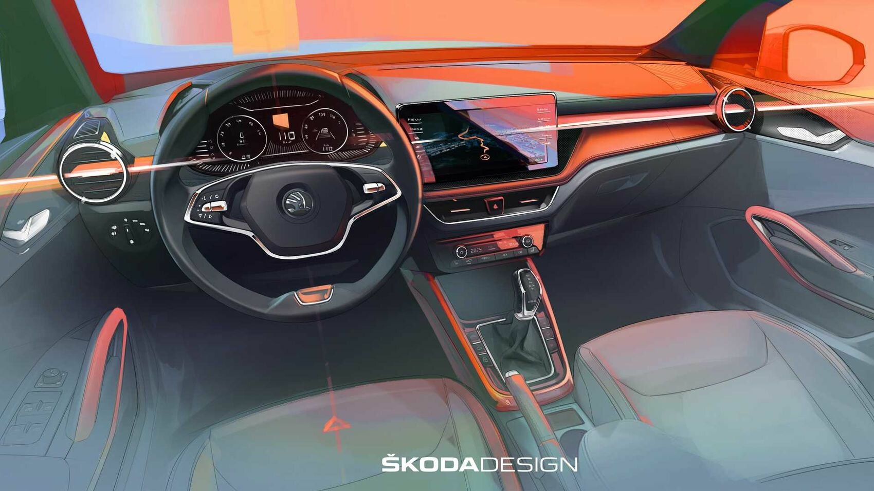 Каким будет интерьер новой Skoda Fabia: первое изображение