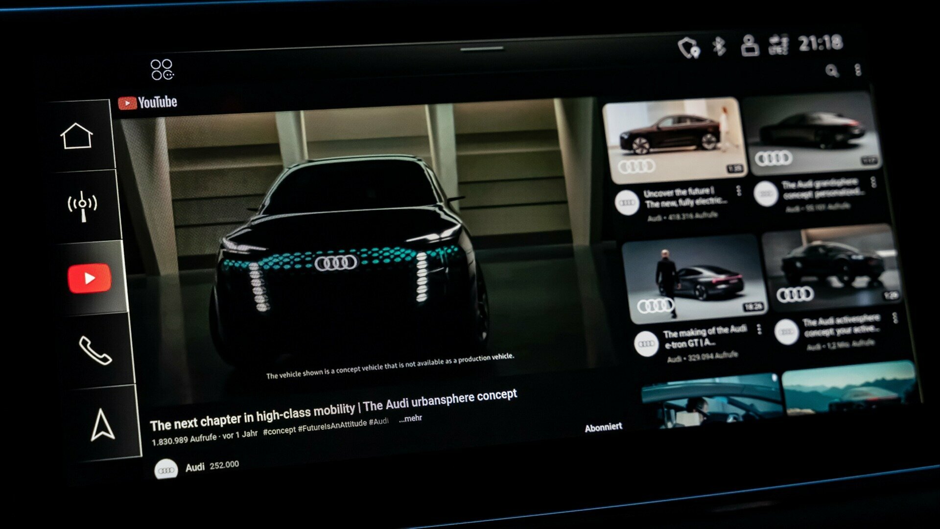 В автомобилях Audi появился YouTube, Bentley на очереди