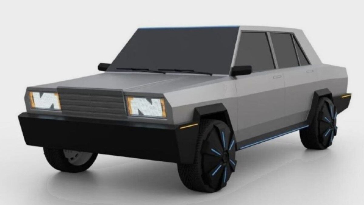 В России запатентовали электромобиль в стиле ВАЗ-2107 и Tesla Cybertruck