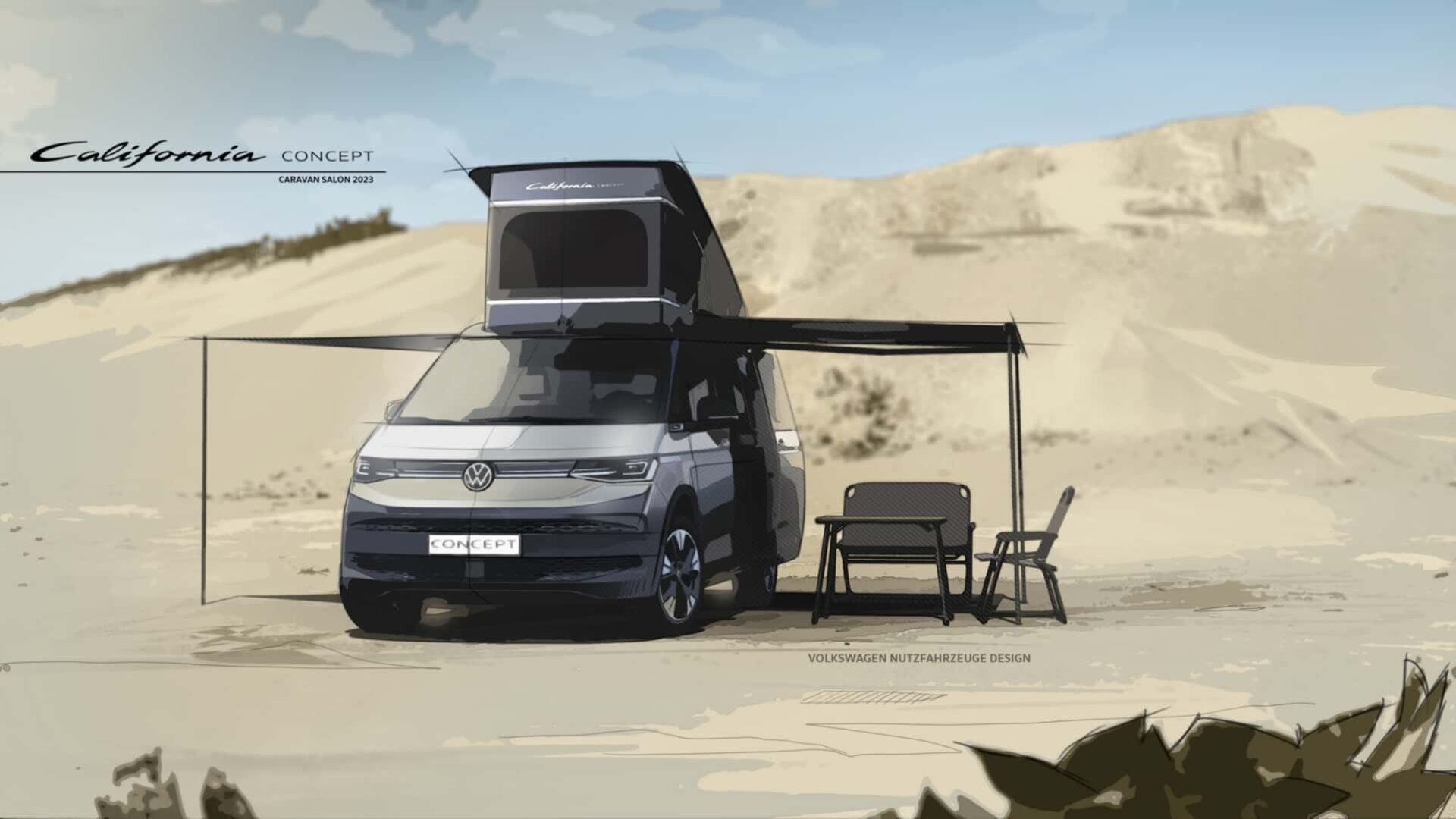 Volkswagen показал эскизы гибридного кемпера California, который дебютирует 25 августа