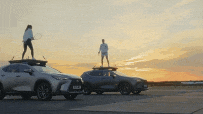 Видео: рекордный теннис на крышах движущихся Lexus 