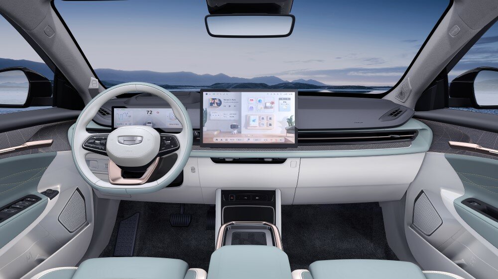 Раскрыт интерьер электроседана Geometry G6 от Geely: подрулевой селектор и большой «планшет»