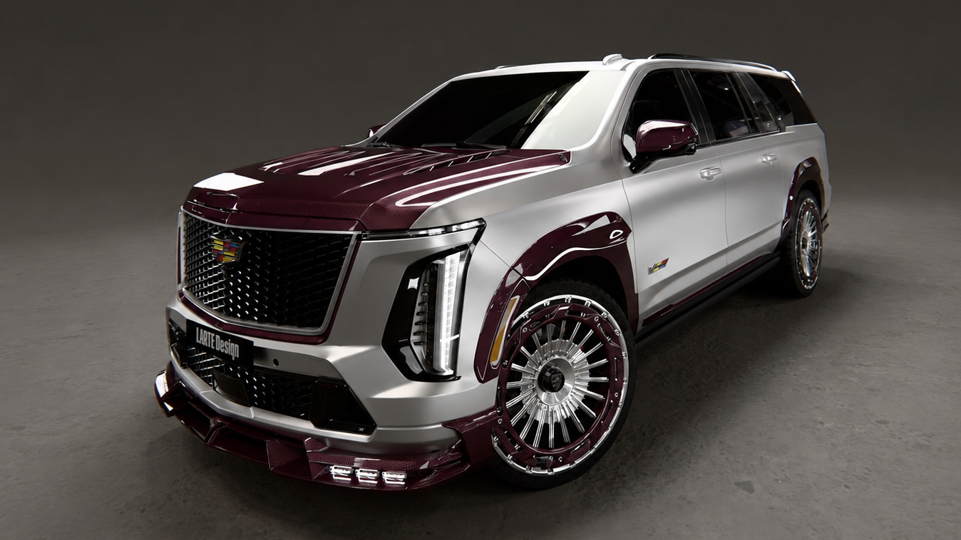 Ателье Larte украсило Cadillac Escalade бордовым карбоном