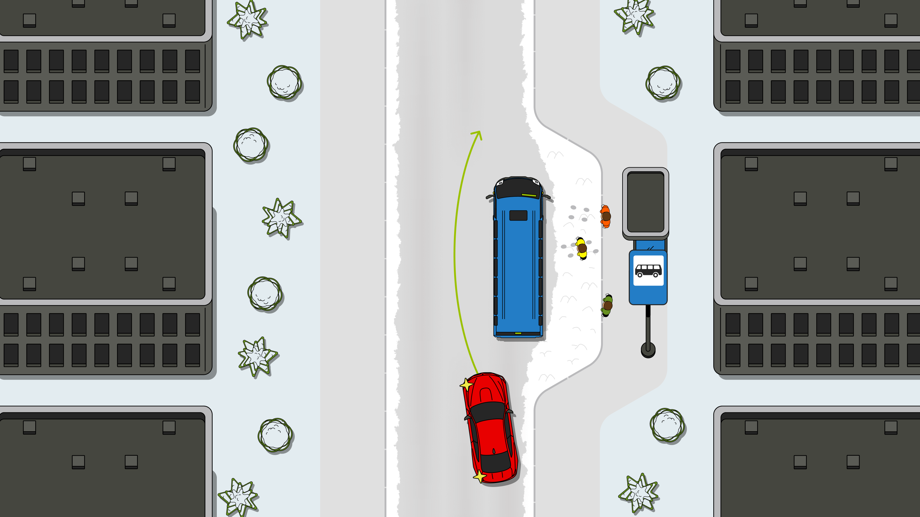 Можно объехать автобус? «Снежная» задача на знание ПДД