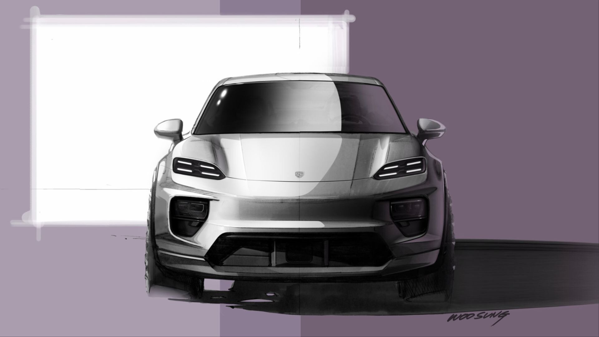 Электрический Porsche Macan показали на официальных эскизах