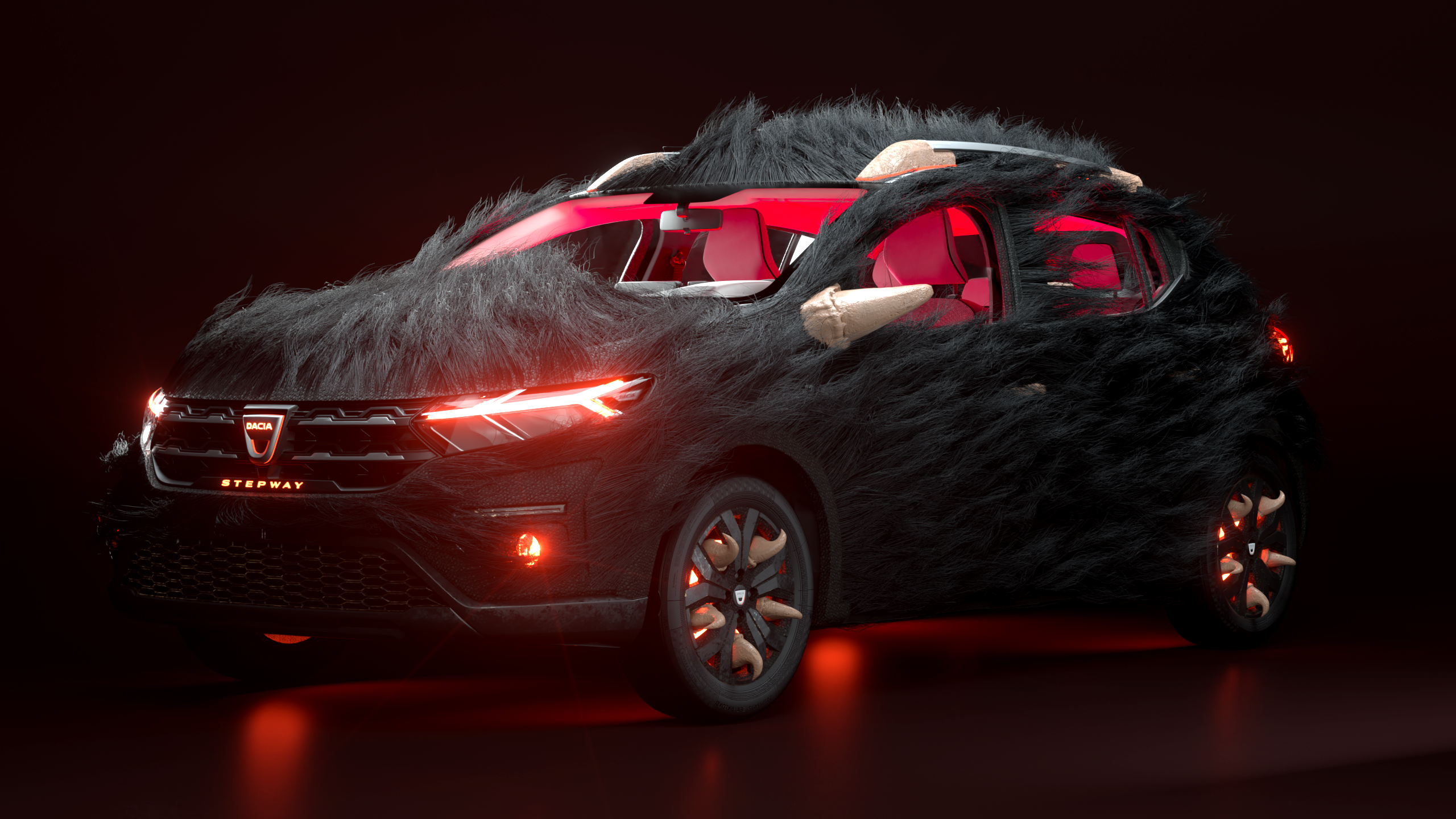 Dacia Sandero Stepway превратился в рогатого монстра (двух) на Хэллоуин