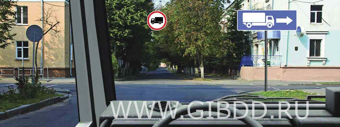 Вы управляете грузовым автомобилем с разрешенной максимальной массой более 3,5 т. В каком направлении Вам разрешено дальнейшее движение?