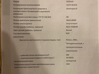 2017 Nissan Dayz Roox I Рестайлинг, белый, 885000 рублей, вид 4