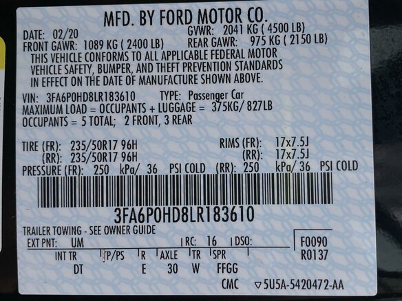 2020 Ford Fusion (North America) II Рестайлинг, чёрный, 1650000 рублей - вид 22