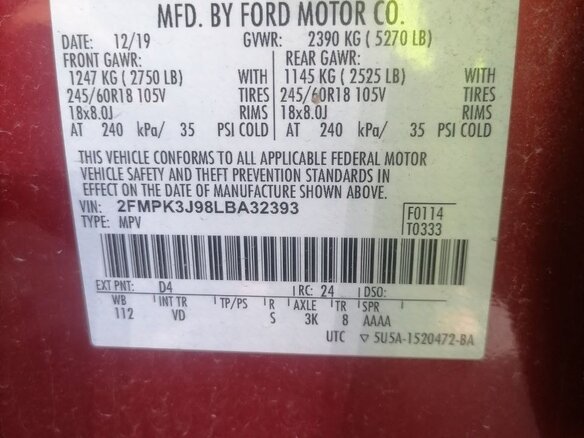 2019 Ford Edge II Рестайлинг, красный, 1884887 рублей - вид 6