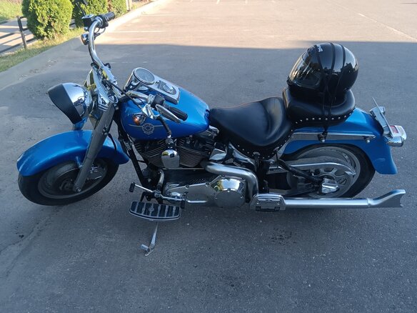 2002 Harley-Davidson Fat Boy, синий, 660000 рублей - вид 3