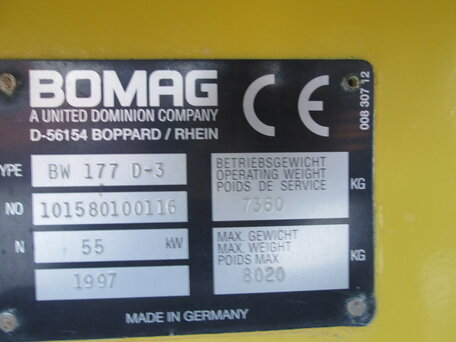 1997 Bomag BW 177 D-3, жёлтый, 4900000 рублей, вид 4