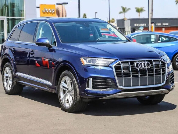 2023 Audi Q7 45 TFSI II (4M) Рестайлинг, синий - вид 4