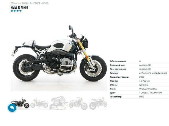 2020 BMW R Nine T, зелёный, 1077000 рублей - вид 5