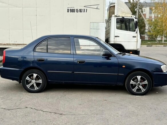 2007 Hyundai Accent ТагАЗ II, синий, 360000 рублей - вид 2