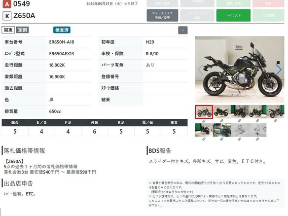 2017 Kawasaki Z 650, чёрный - вид 8