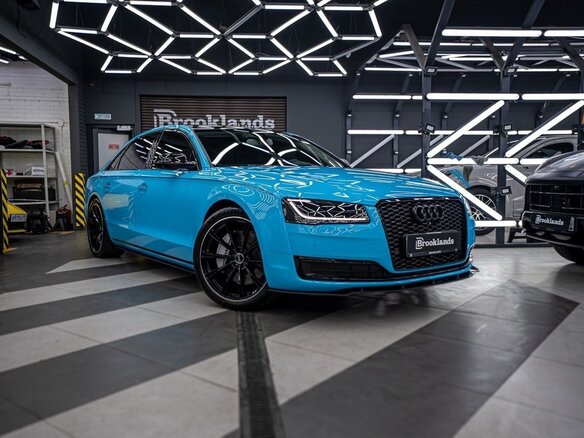 2016 Audi A8 Long III (D4) Рестайлинг, голубой - вид 2