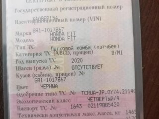 2020 Honda Fit IV, чёрный, 1625000 рублей, вид 2
