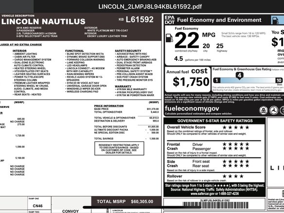 2019 Lincoln Nautilus I, белый, 2700000 рублей - вид 4