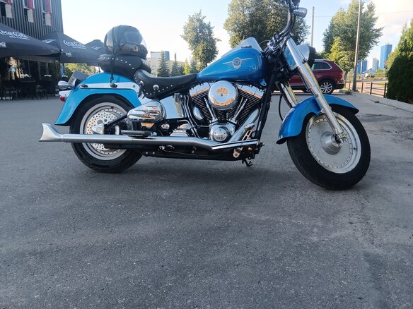 2002 Harley-Davidson Fat Boy, синий, 660000 рублей - вид 6