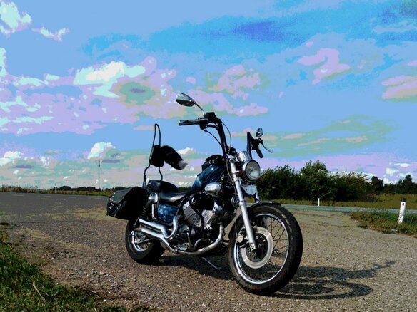 1991 Yamaha XV535 Virago, синий, 300000 рублей - вид 1