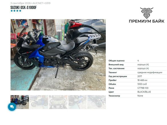 2017 Suzuki GSX-S 1000 F, чёрный, 925000 рублей - вид 5