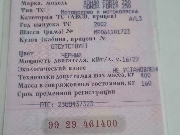 2002 Honda Forza, чёрный, 180000 рублей - вид 7
