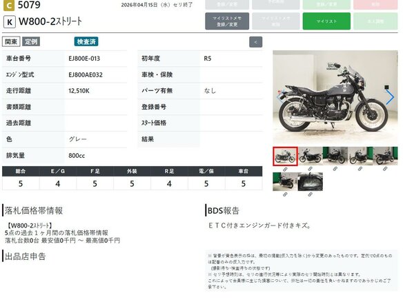 2023 Kawasaki W 800, серый, 769000 рублей - вид 8