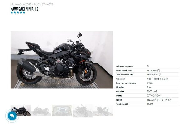 2024 Kawasaki Z H2, чёрный, 1599000 рублей - вид 10