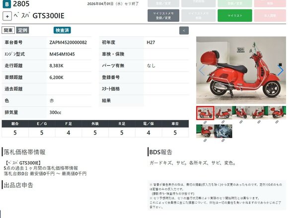 2015 Vespa GTS 300, красный, 539000 рублей - вид 10