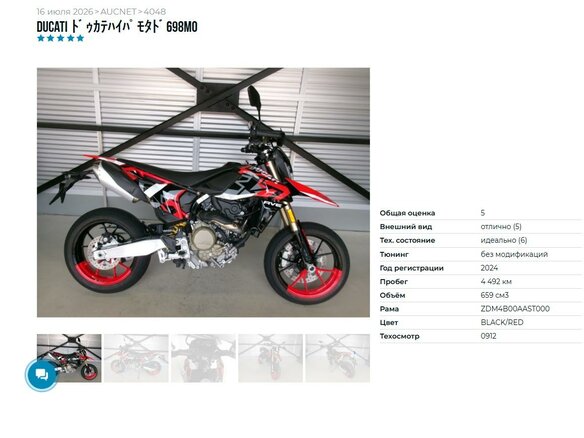 2024 Ducati Hypermotard, чёрный, 1277000 рублей - вид 10