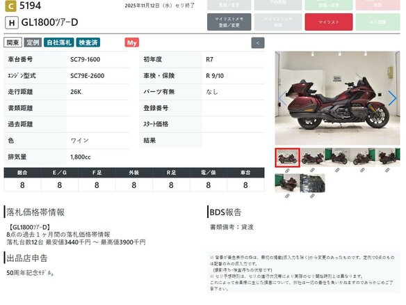2025 Honda GL 1800 Gold Wing, красный, 3649000 рублей - вид 10