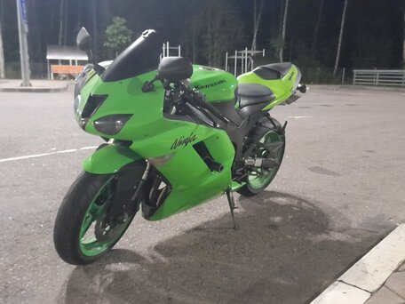 2007 Kawasaki ZX-6 Ninja, зелёный, 480000 рублей, вид 1