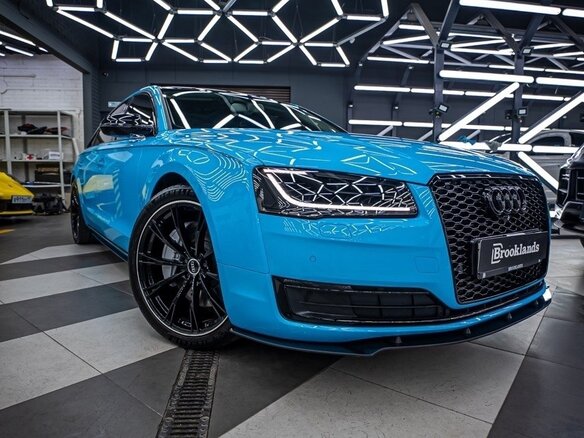 2016 Audi A8 Long III (D4) Рестайлинг, голубой