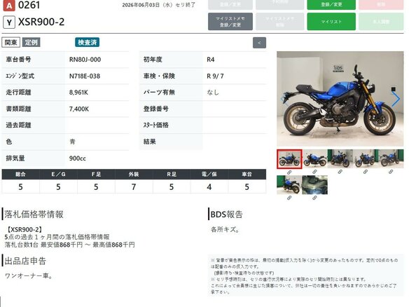 2022 Yamaha XSR900, синий, 1085000 рублей - вид 8