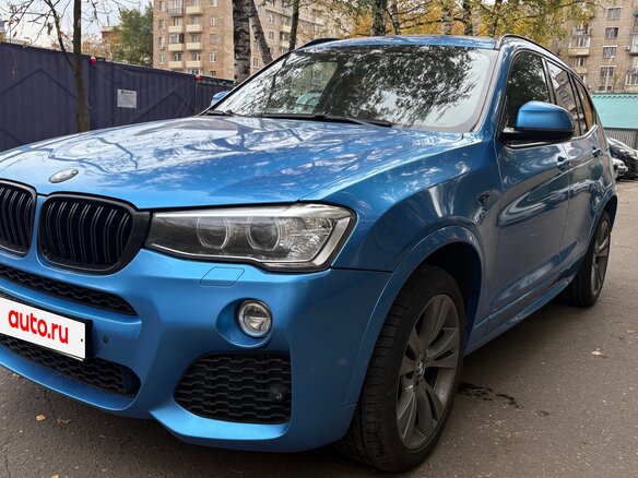 2015 BMW X3 20i xDrive II (F25) Рестайлинг, голубой, 2500000 рублей - вид 3