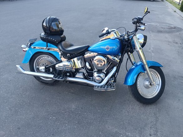 2002 Harley-Davidson Fat Boy, синий, 660000 рублей - вид 5