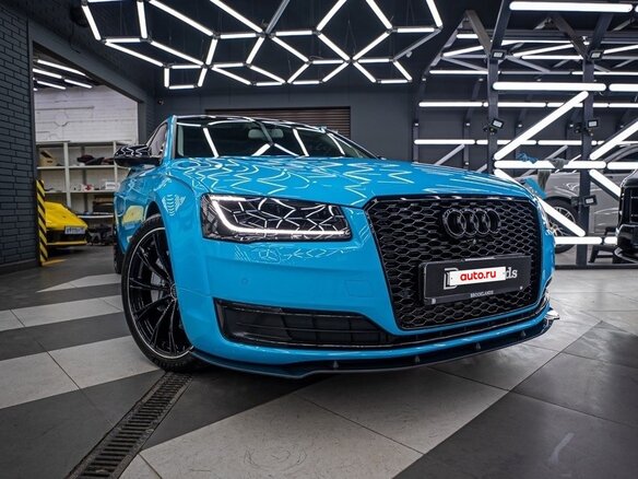 2016 Audi A8 Long III (D4) Рестайлинг, голубой - вид 1