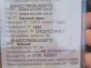 1995 Honda Accord V, красный, 130000 рублей, вид 4