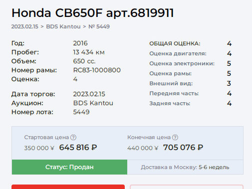 2016 Honda CB 650F, синий, 590000 рублей - вид 9