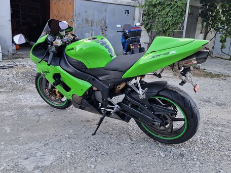 2006 Kawasaki ZX-6 Ninja, зелёный, 660000 рублей, вид 3