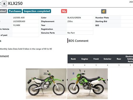2003 Kawasaki KLX 250, зелёный, 455000 рублей, вид 2