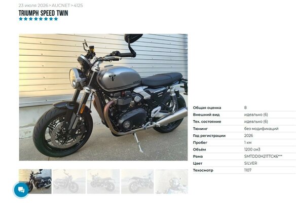 2026 Triumph Speed Twin, серебристый, 1699000 рублей - вид 10