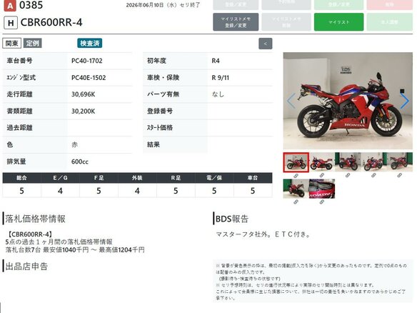 2022 Honda CBR 600RR, красный, 1149000 рублей - вид 9