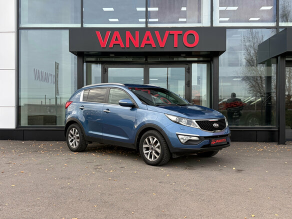 2014 Kia Sportage III Рестайлинг, синий, 1320000 рублей - вид 2