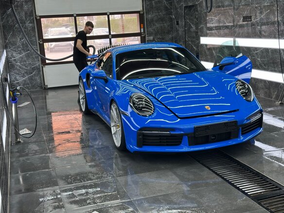 2021 Porsche 911 Turbo S VIII (992), голубой - вид 4