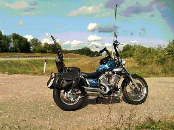 1991 Yamaha XV535 Virago, синий, 300000 рублей